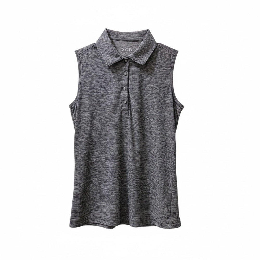 IZOD Golf Sleeveless Polo Shirt Women’s Small Gray Heather Athletic Top